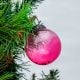 Pink Round Glass Christmas Ornament