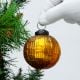 Amber Vintage Kugel Round Glass Christmas Ornament