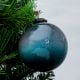 Inky Blue Round Glass Christmas Ornament