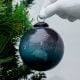 Inky Blue Round Glass Christmas Ornament