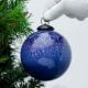 Dark Blue Round Glass Christmas Ornament