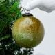Moss Green Vintage Style Round Glass Christmas Ornament