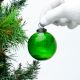 Green Vintage Style Round Glass Christmas Ornament