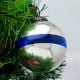 Blue Band Silver Round Glass Christmas Ornament