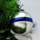 Blue Band Silver Round Glass Christmas Ornament