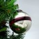 Red Band Silver Round Glass Christmas Ornament