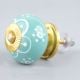 Sea Green Floral Ceramic Knob