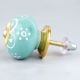 Sea Green Floral Ceramic Knob
