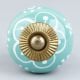 Sea Green Floral Ceramic Knob