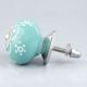 Sea Green Floral Ceramic Knob