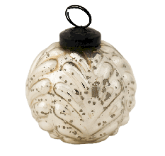 Silver Vintage Round Mercury Glass Christmas Ornament