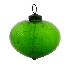 Green Vintage Glass Turnip Style Hanging Ornament