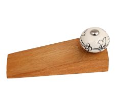 2 Pieces Black Leaf Ceramic Floral Wooden Door Stopper