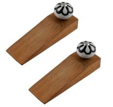 2 Pieces Black Sunflower Crackle Wooden Door Stopper