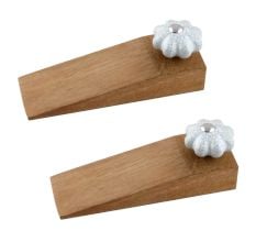 2 Pieces Steel Grey Ceramic Crackle Wooden Door Stopper
