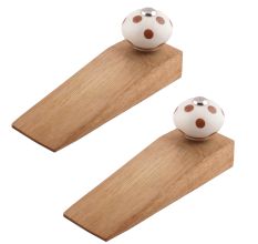 2 Pieces Brown Dotted Ceramic Floral Door Stopper