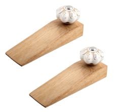 2 Pieces White Golden Leaf Big Melon Ceramic Wooden stopper