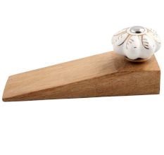 2 Pieces White Golden Leaf Big Melon Ceramic Wooden stopper
