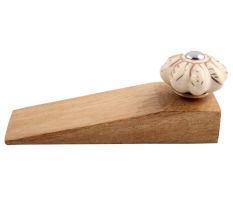 2 Pieces Cream Golden Leaf Big Melon Ceramic Wooden Door Stopper