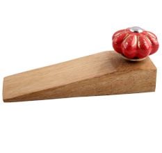 2 Pieces Red Golden Leaf Big Ceramic Wooden Door Stopper