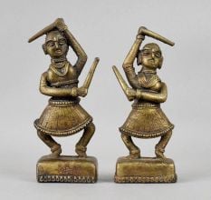 Handcrafted Brass Tribal Musician Figurines In Set