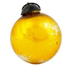 Vintage Style Yellow Round Glass Ornament