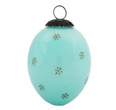 Turquoise Vintage Tiny Flower Avocado Glass Christmas Ornament