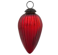 Red Style Teardrop Mercury Glass Christmas Ornament