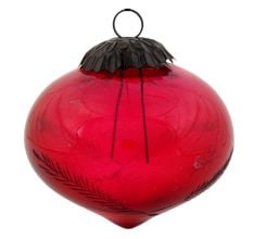 Red Onion Design Glass Christmas Ornament