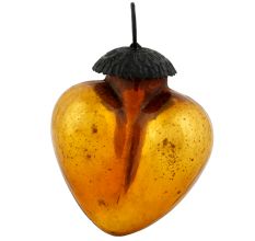 Amber Heart Design Glass Christmas Ornament