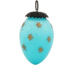 Turquoise Tiny Flower Glass Christmas Ornament