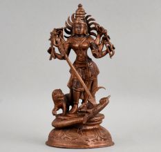 Handcrafted Copper Durga Mahishasura Mardini Idol Statue