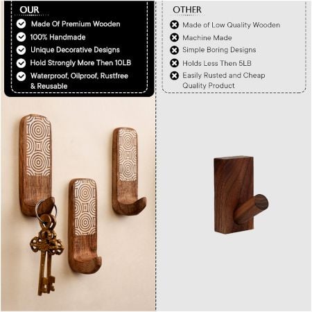 Handmade Wooden Adhesive Wall Hook