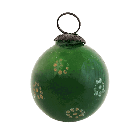 Vintage Green Glass Floral Pattern Christmas Ornament