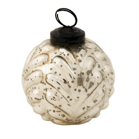 Silver Vintage Round Mercury Glass Christmas Ornament