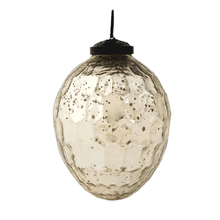Silver Vintage Avocado Shaped Glass Christmas Ornament