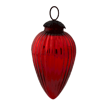 Red Almond Shape Christmas Glass Hanging