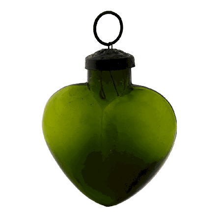 Green Heart Shaped Glass Christmas Ornament