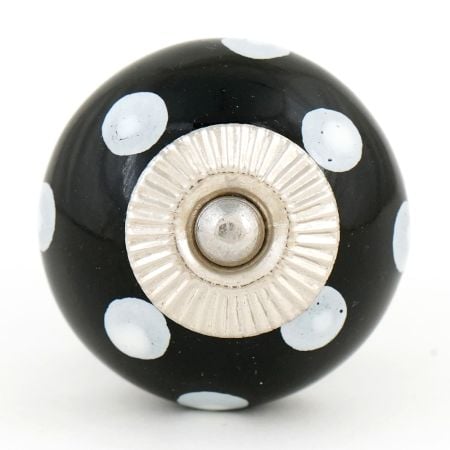 Black Ceramic Polka Dotted Living Room Cupboard Knobs