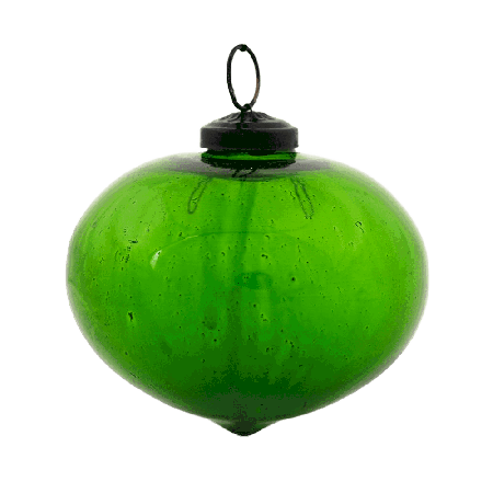 Green Vintage Glass Turnip Style Hanging Ornament