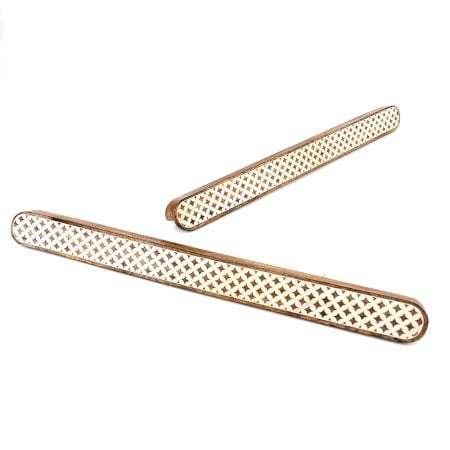 Wooden Drawer Handle with Geometric Inlay In Pair (18 Inch)