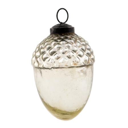 Silver Style Acorn Shaped Mercury Glass Hanging Ornament