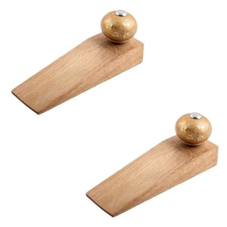 2 Pieces Golden Ceramic Wooden Door Stopper