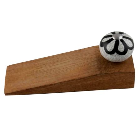 2 Pieces Black Sunflower Crackle Wooden Door Stopper