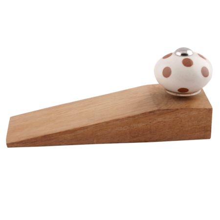 2 Pieces Brown Dotted Ceramic Floral Door Stopper