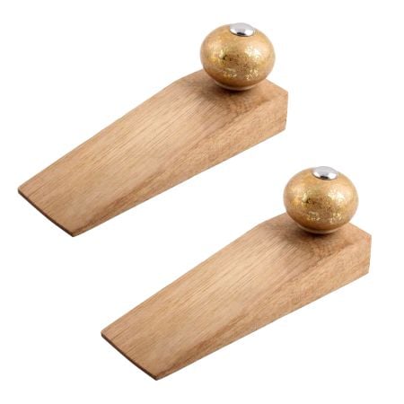 2 Pieces Golden Ceramic Wooden Door Stopper