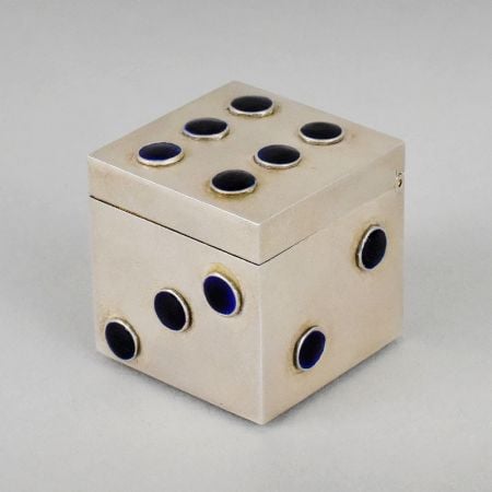Handcrafted Silver Dice Design Storage Box Keepsake