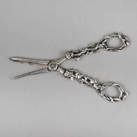 Handcrafted Pure Silver Grape Shears Vintage Fruit Scissors