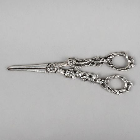 Handcrafted Pure Silver Grape Shears Vintage Fruit Scissors