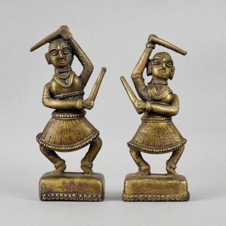 Handcrafted Brass Tribal Musician Figurines In Set